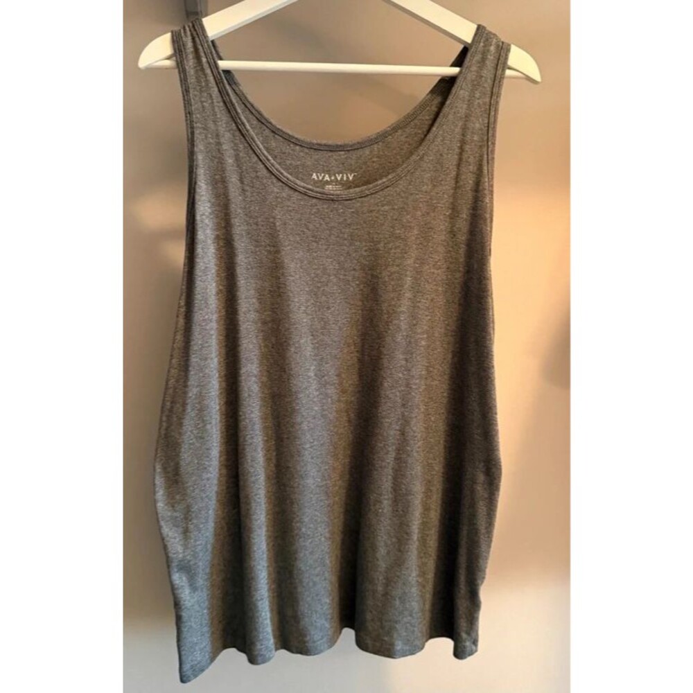 Ava & Viv Womens Plus Size 2XL Gray Scoop Neck Tank Top